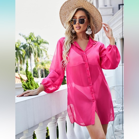⭐️ Pink Sheer Swim Cover-Up - Picture 2 of 6